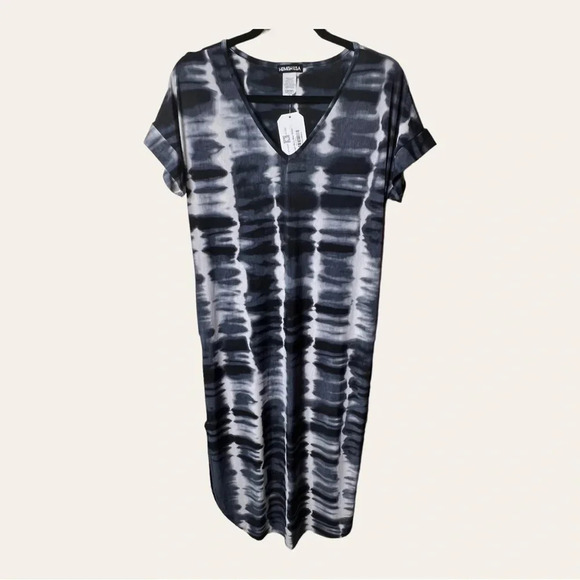 0441W. HEIMISH USA TIEDYE MAXI LENGTH DRESS SIZE SMALL ROUND BOTTOM WITH SLITS - Picture 2 of 12